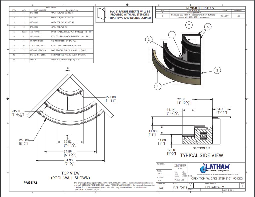 Wedding Cake Corner Step Polymer 3-Tread 90 Deg. 6" Radius